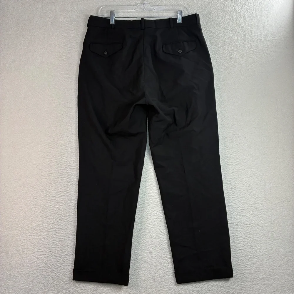 Vintage Polo Ralph Lauren Pleated Dress Pants Men 34x28 Black Cuffed Trousers